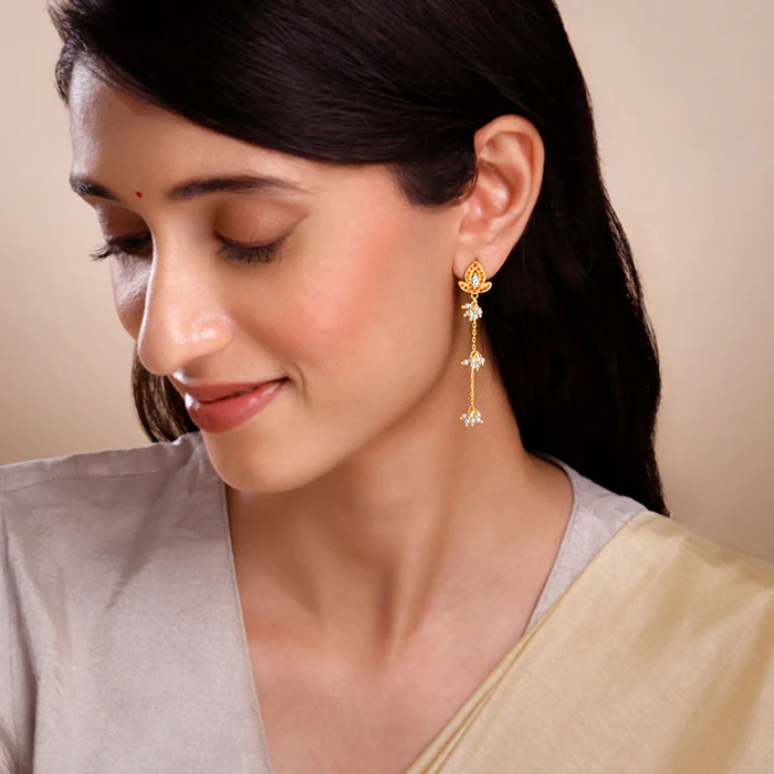 Golden Diana Dangler Earrings - Image 3