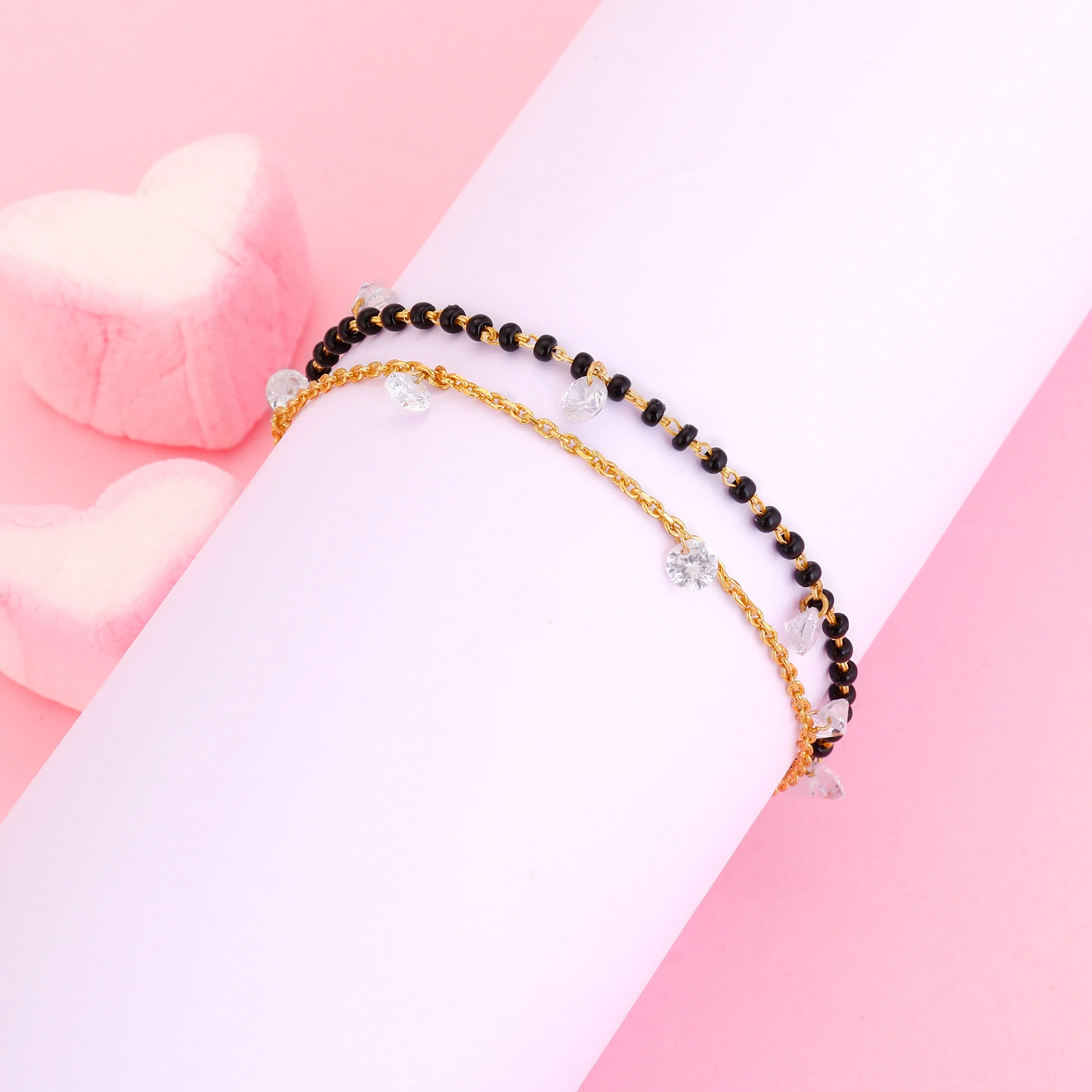 Golden Divine Dazzle Mangalsutra Bracelet - Image 2
