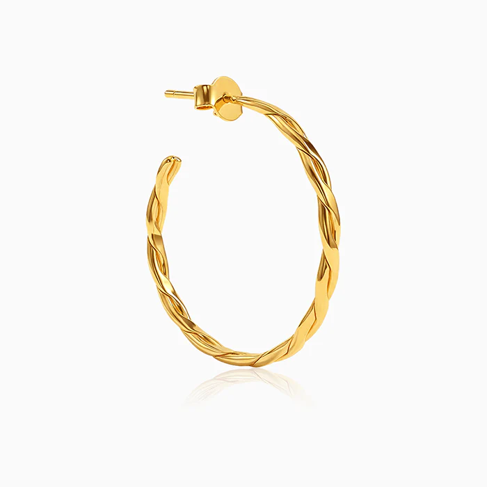Golden Entwined Hoop Earrings - Image 4