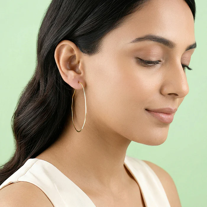 Golden Floating Hoop Earrings - Image 3