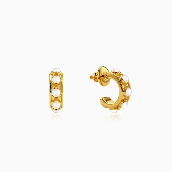Golden Florence Pearl J Hoop Earrings