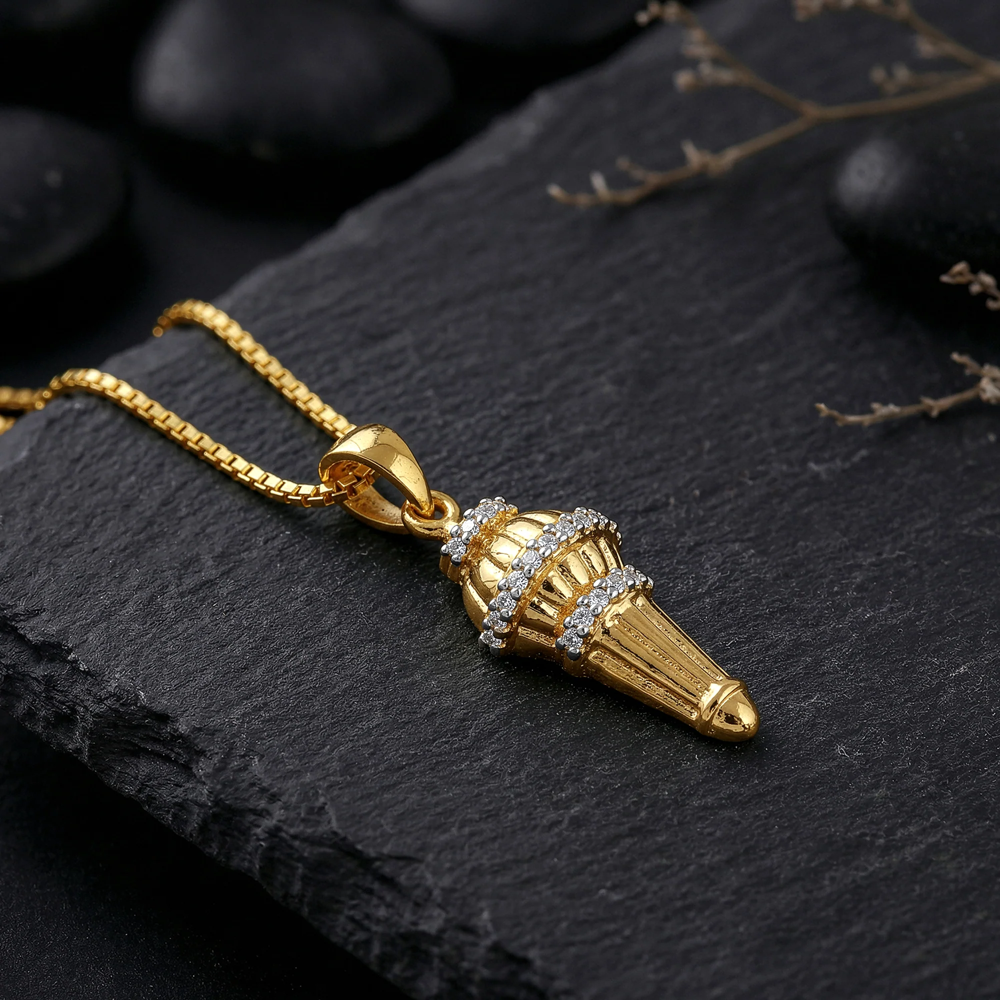 Golden Gadadhari Pendant With Box Chain For Him - Image 2