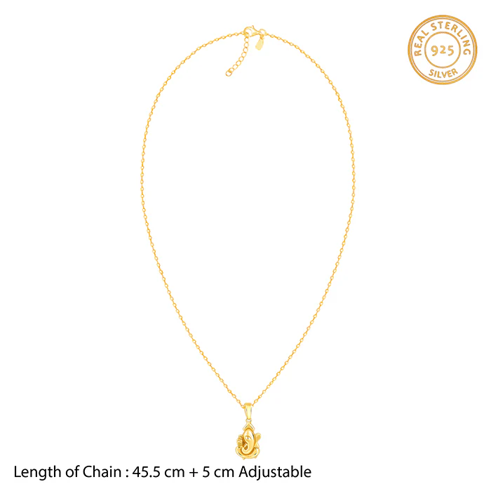 Golden Ganapati Pendant With Link Chain - Image 6