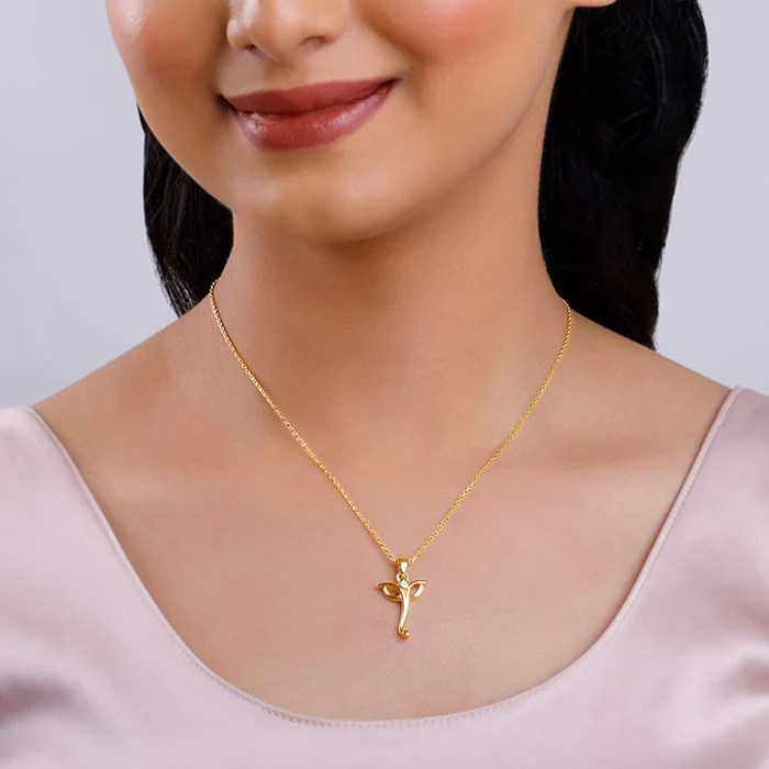 Golden Ganesha Trunk Pendant With Link Chain - Image 3