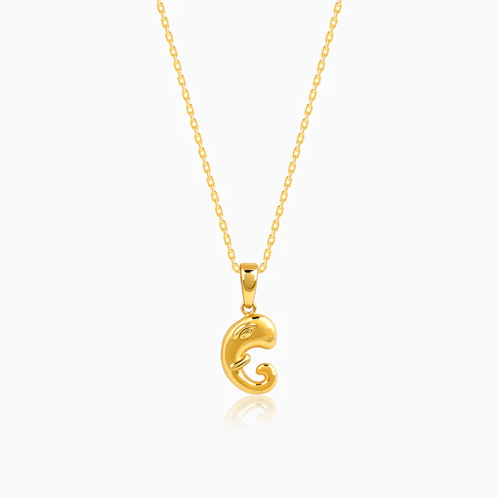 Golden Ganpati Trunk Pendant With Link Chain