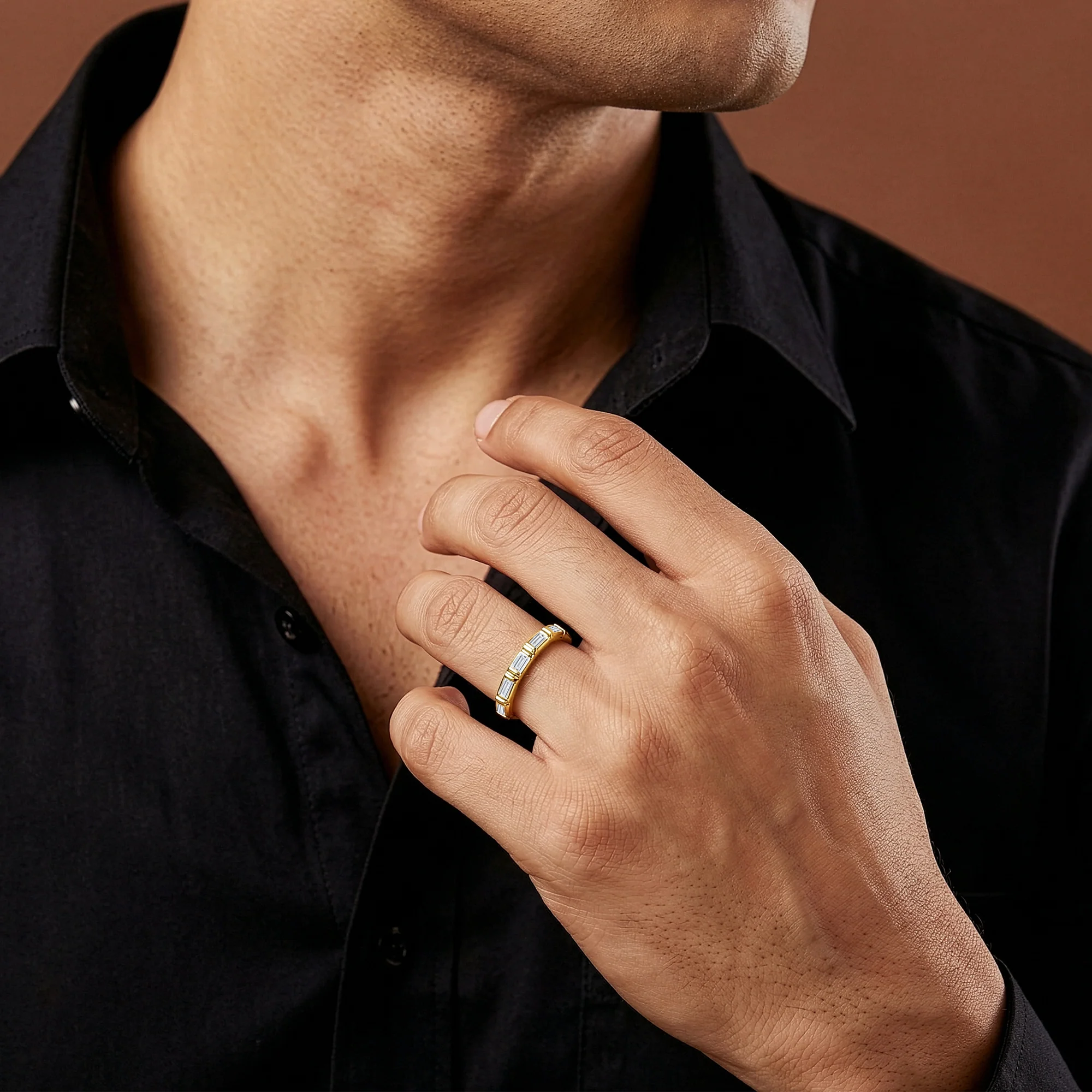 Golden Geometric Band For Him (Size 24) - Image 3