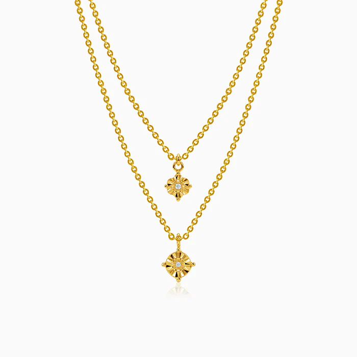 Golden Gilded Petal Layered Necklace
