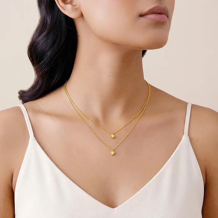Golden Gilded Petal Layered Necklace - Image 3