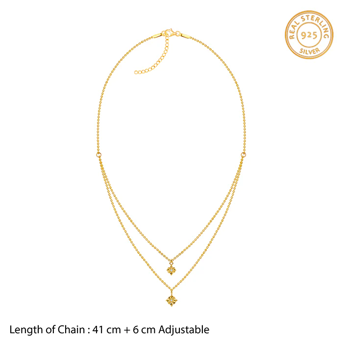 Golden Gilded Petal Layered Necklace - Image 4