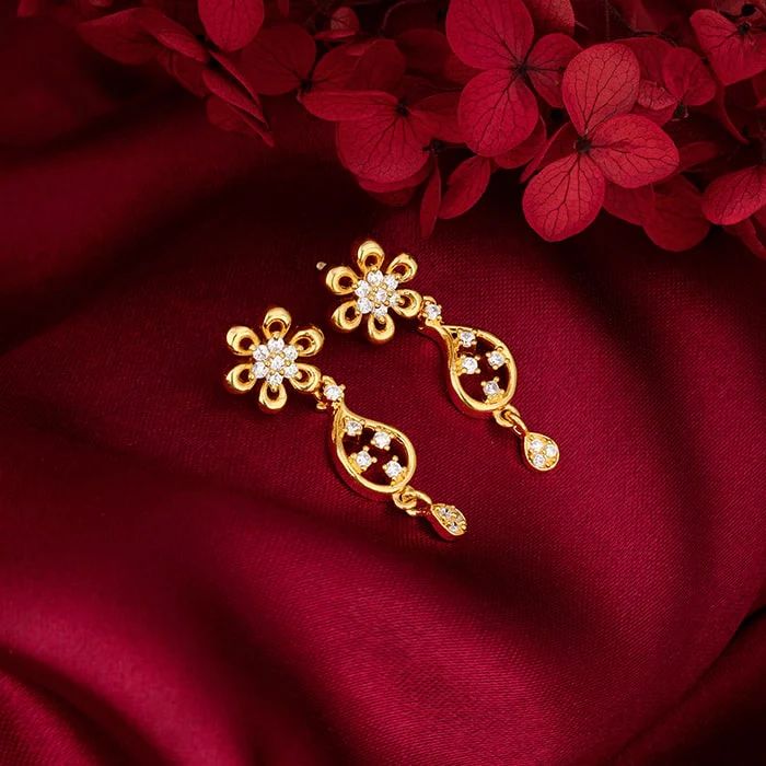 Golden Glorious Flower Earrings - Image 2
