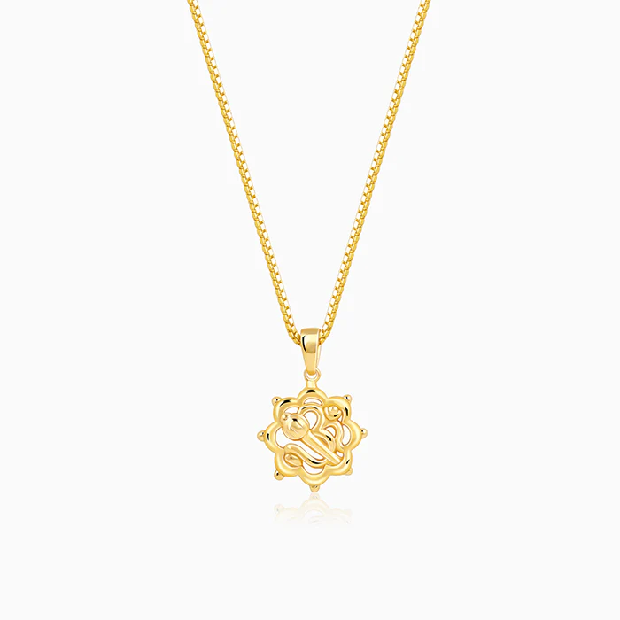 Golden Hanuman Gada Pendant With Box Chain