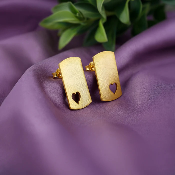 Golden Heart Aura Stud Earrings - Image 2