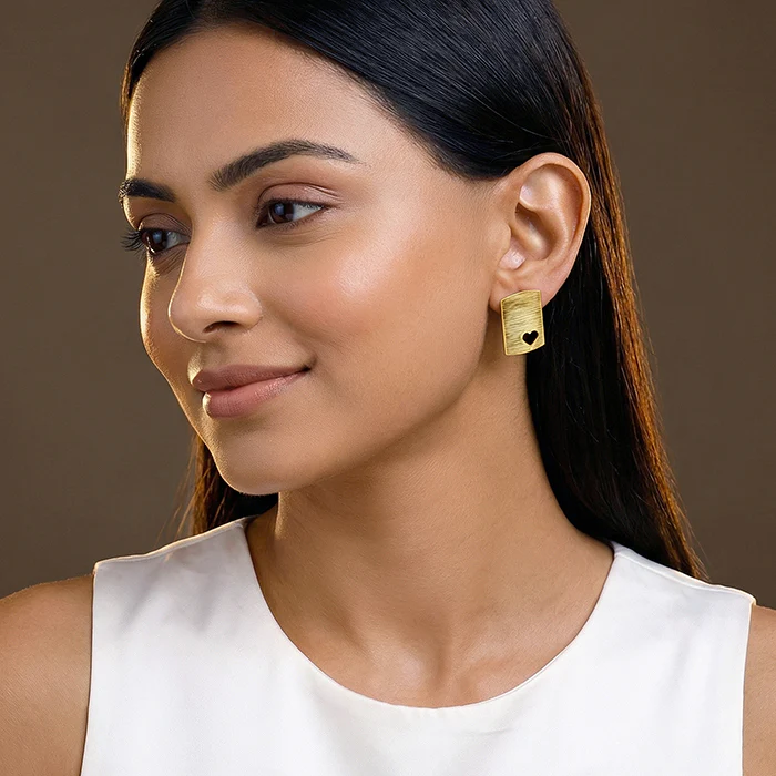 Golden Heart Aura Stud Earrings - Image 3