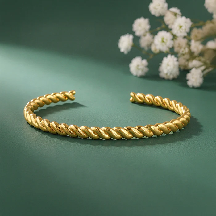 Golden Helix Twist Cuff Bracelet - Image 2