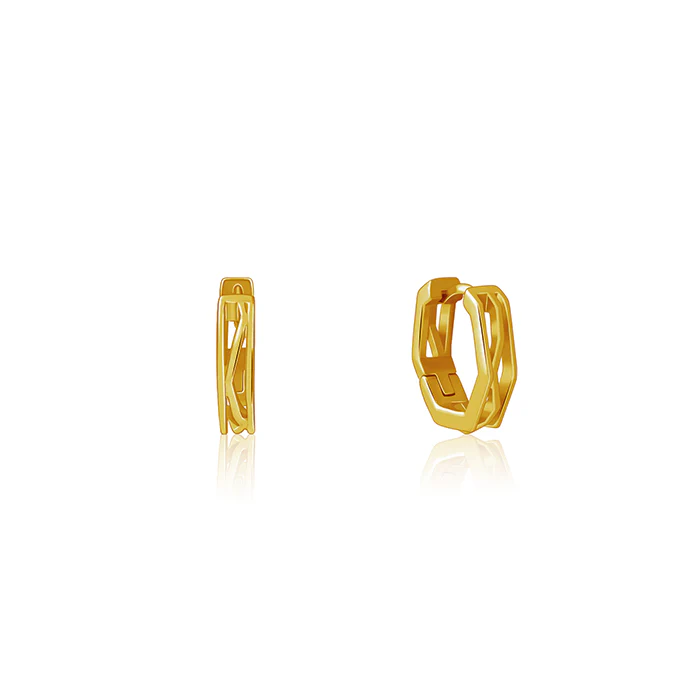 Golden Hexa Hoop Earring For Him - Image 2
