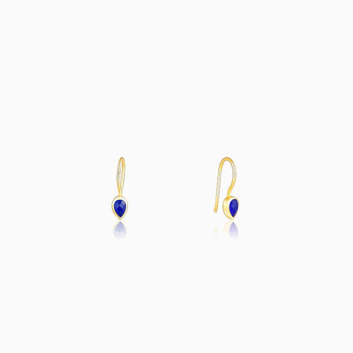 Golden Indigo Teardrop Earrings