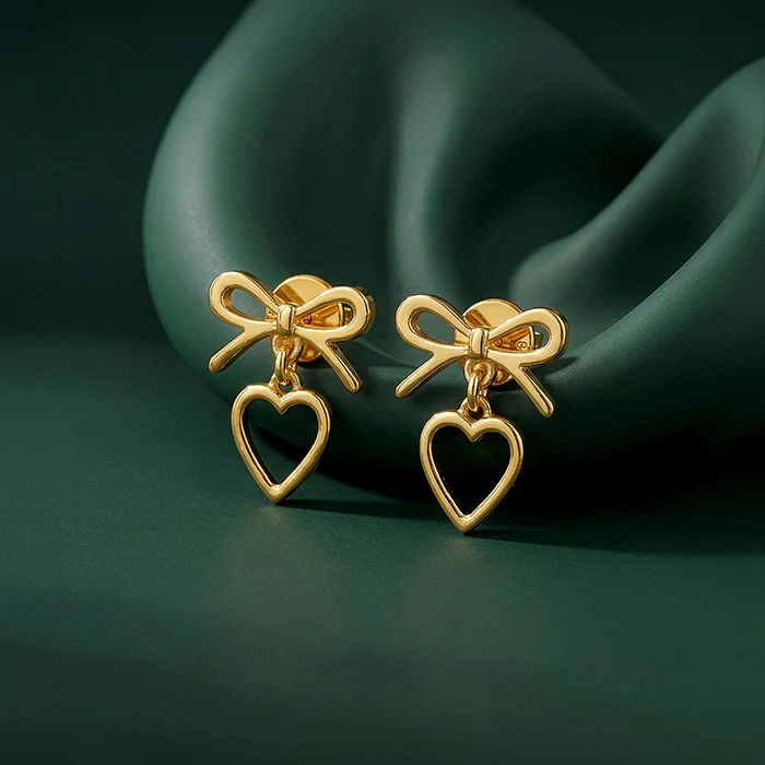 Golden Infinity Heart Earring - Image 2
