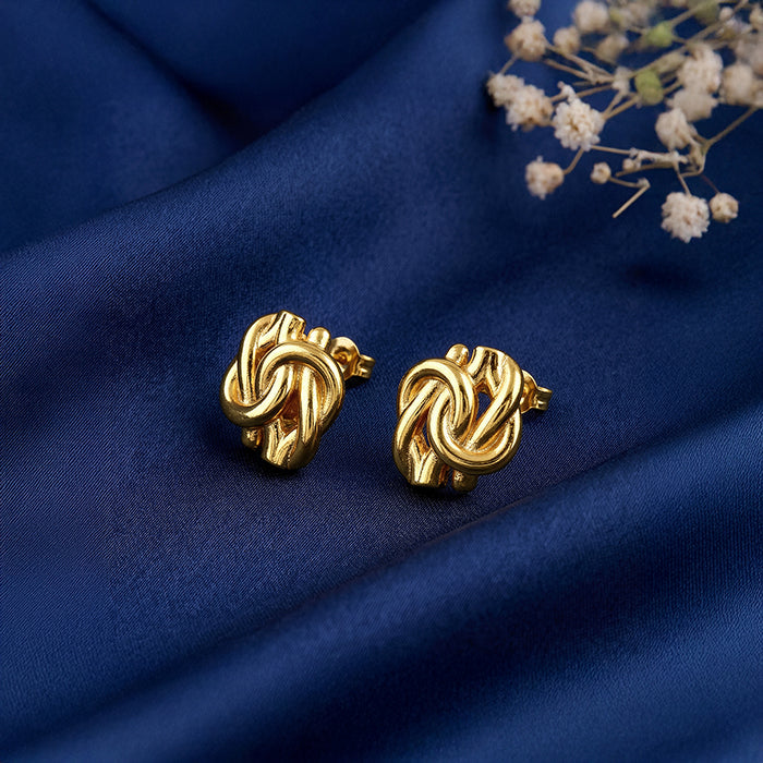 Golden Knot Stud Earrings - Image 2