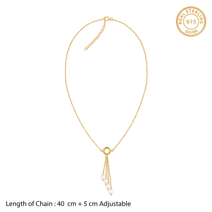 Golden Lariat Pearl Necklace - Image 5
