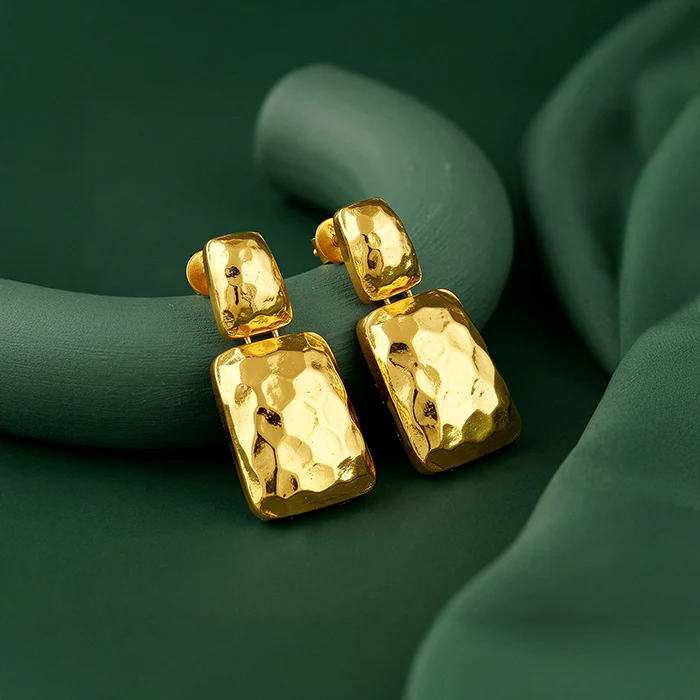Golden Luxe Hammered Earrings - Image 2