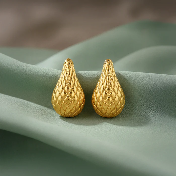 Golden Memorial Teardrop Earrings - Image 2