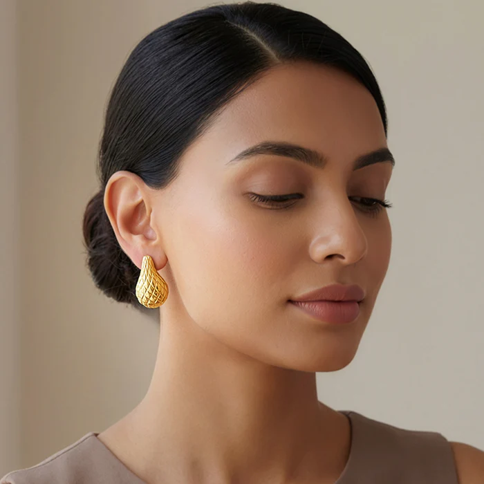 Golden Memorial Teardrop Earrings - Image 3