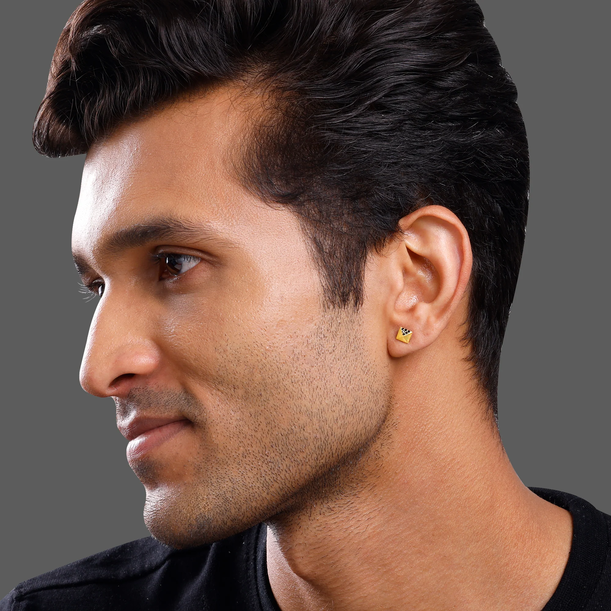Golden Midnight Pyramid Stud For Him - Image 2