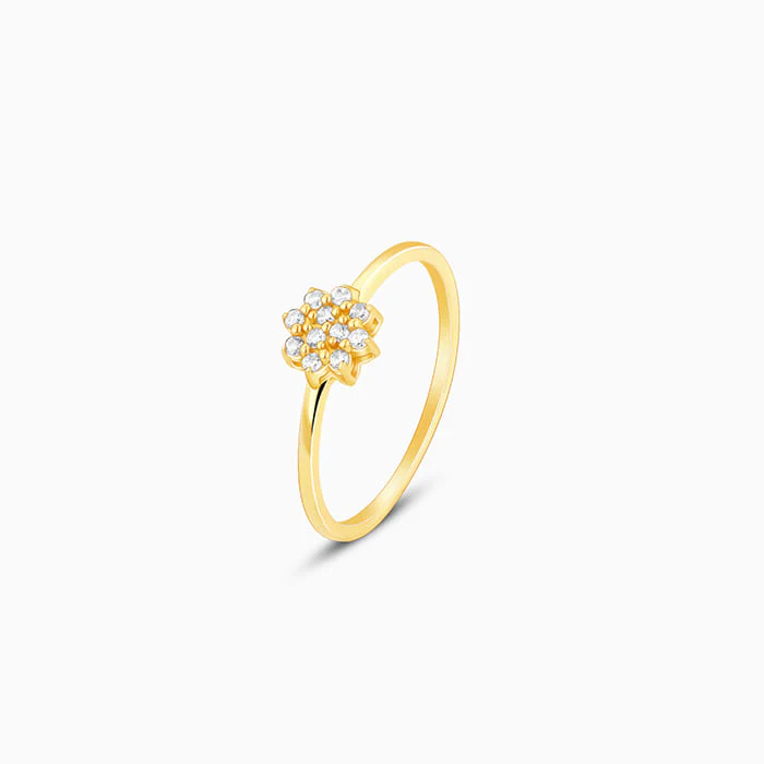 Golden Minimal Floral Ring - Image 4