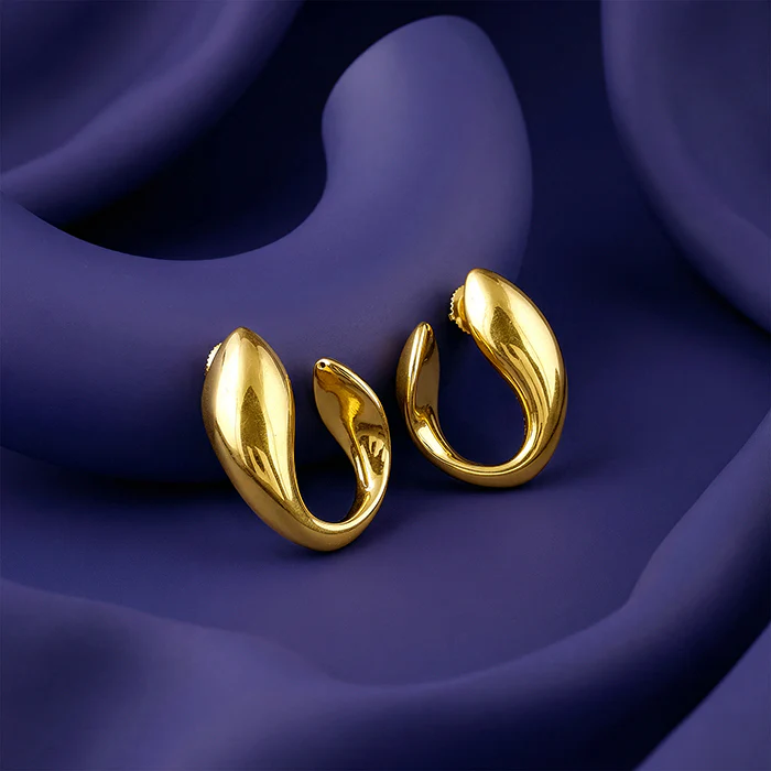 Golden Mod Dolphin Hoop Earrings - Image 2