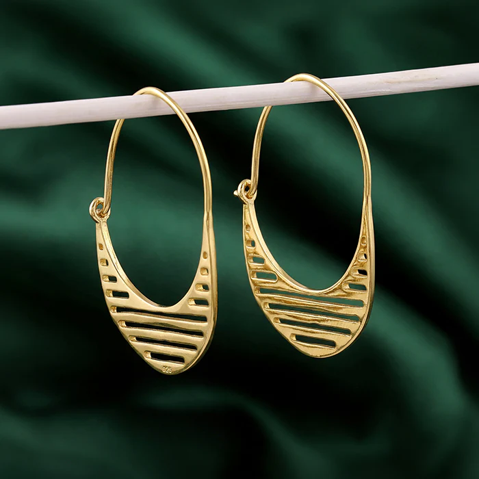Golden Mod Hoop Earrings - Image 2