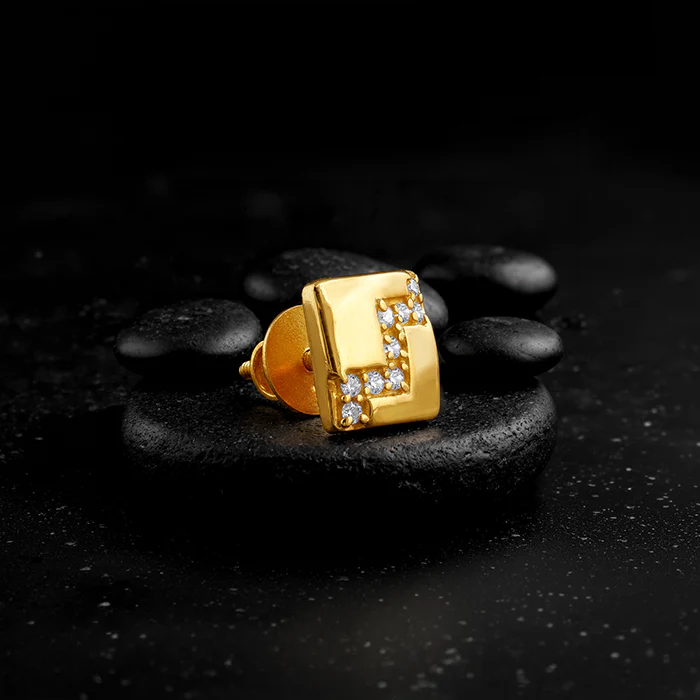 Golden Modern Mosaic Stud For Him - Image 3