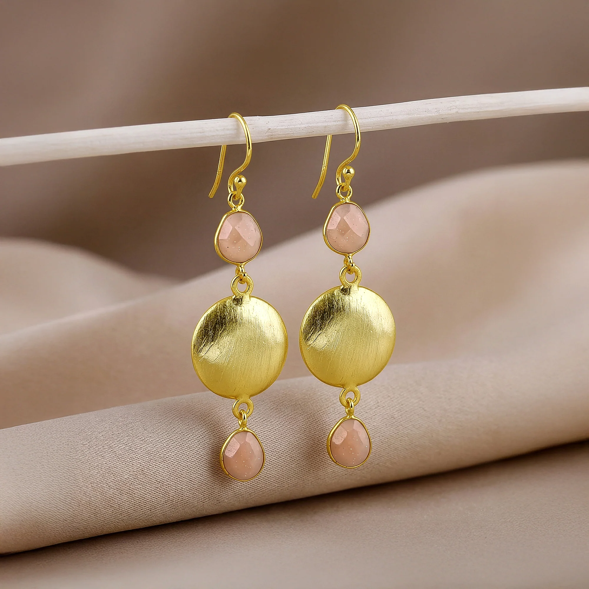 Golden Moonbeam Glow Dangler Earrings - Image 2