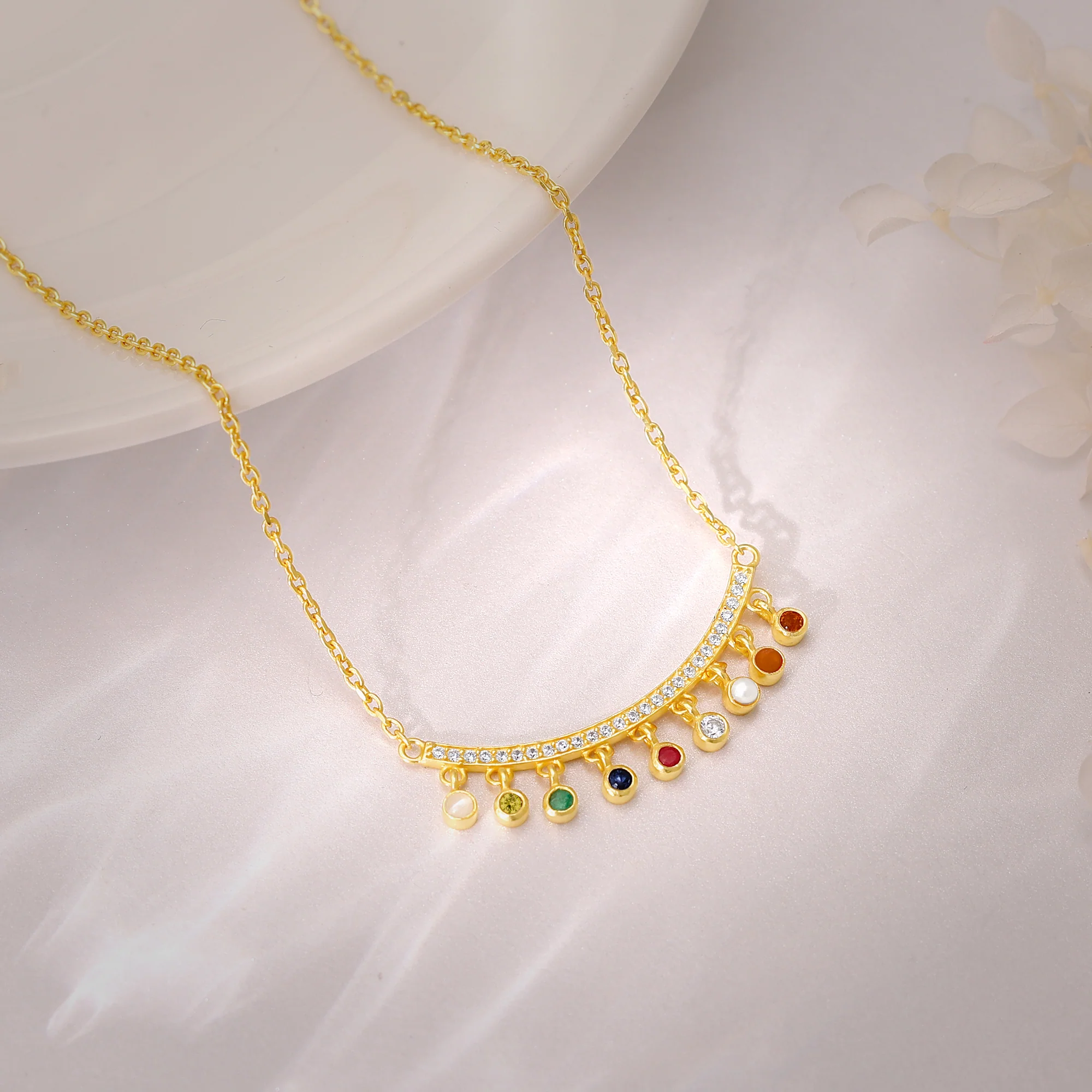 Golden Navratan Necklace - Image 2