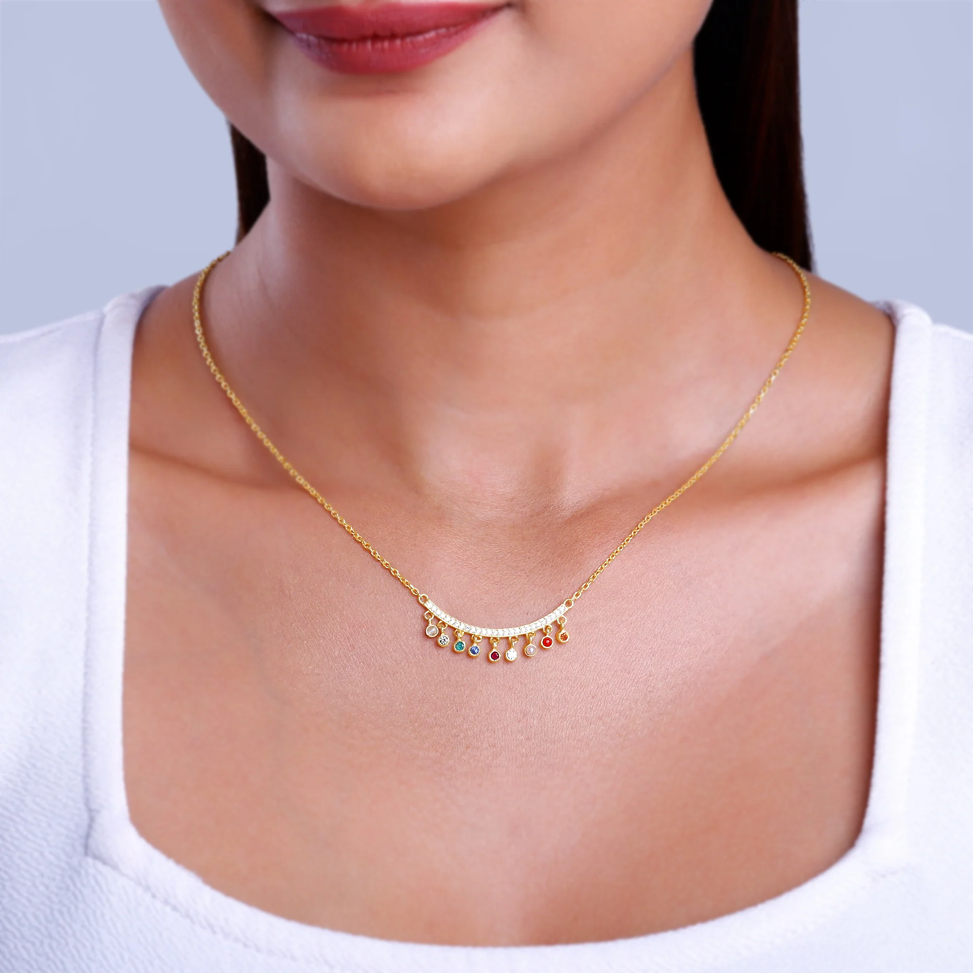 Golden Navratan Necklace - Image 3