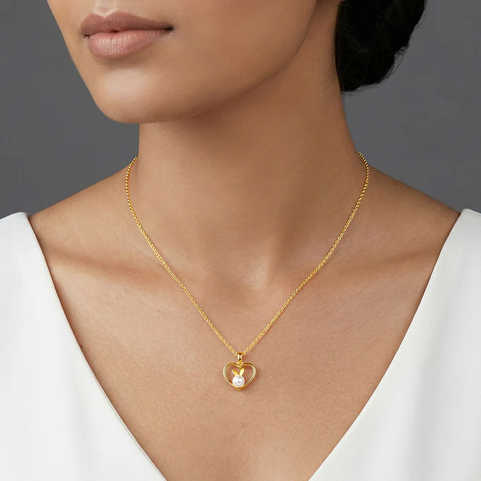 Golden Nicole Pearl Pendant With Link Chain - Image 3