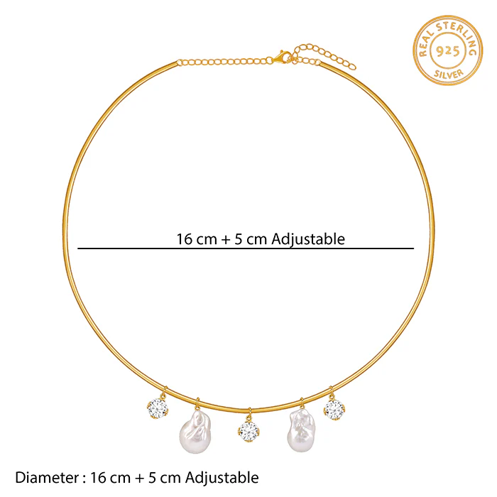 Golden Norma Baroque Pearl Cuff Necklace - Image 4