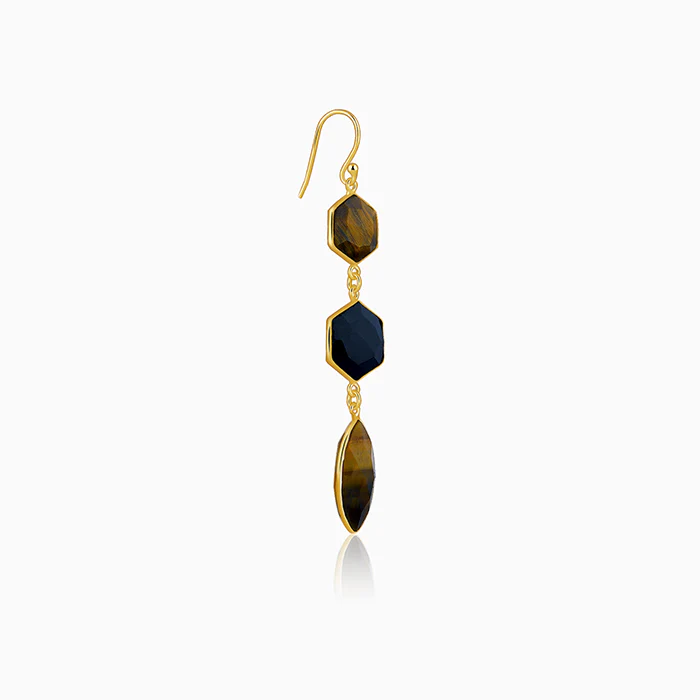 Golden Onyx Flame Dangler Earrings - Image 4