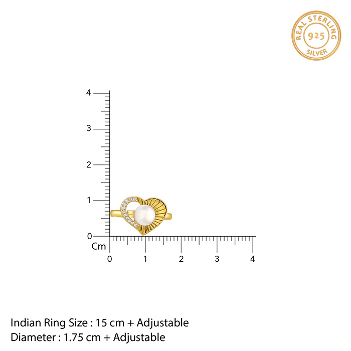 Golden Pearl Pulse Heart Ring - Image 5