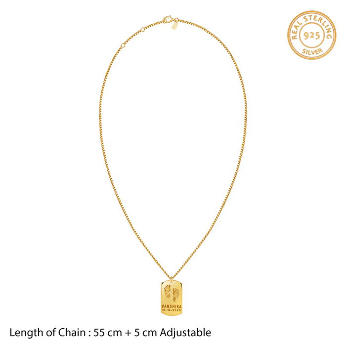 Golden Personalised Baby Foot Print Pendant For Him - Image 4