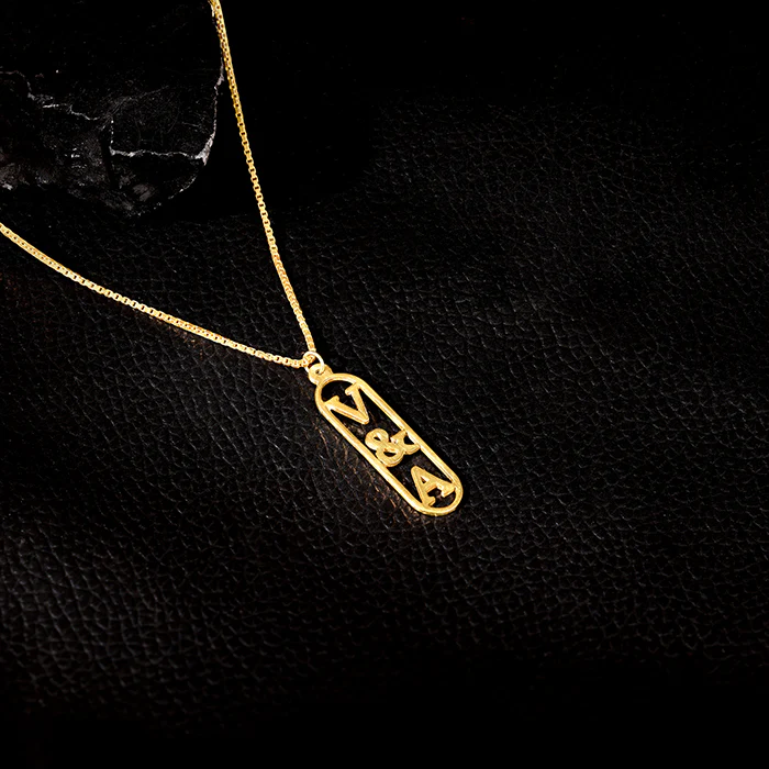 Golden Personalised Bar Initial Pendant For Him - Image 2