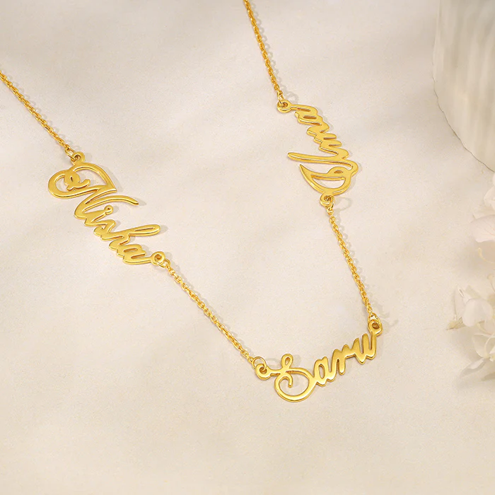 Golden Personalised Bestie Trio Name Necklace - Image 2
