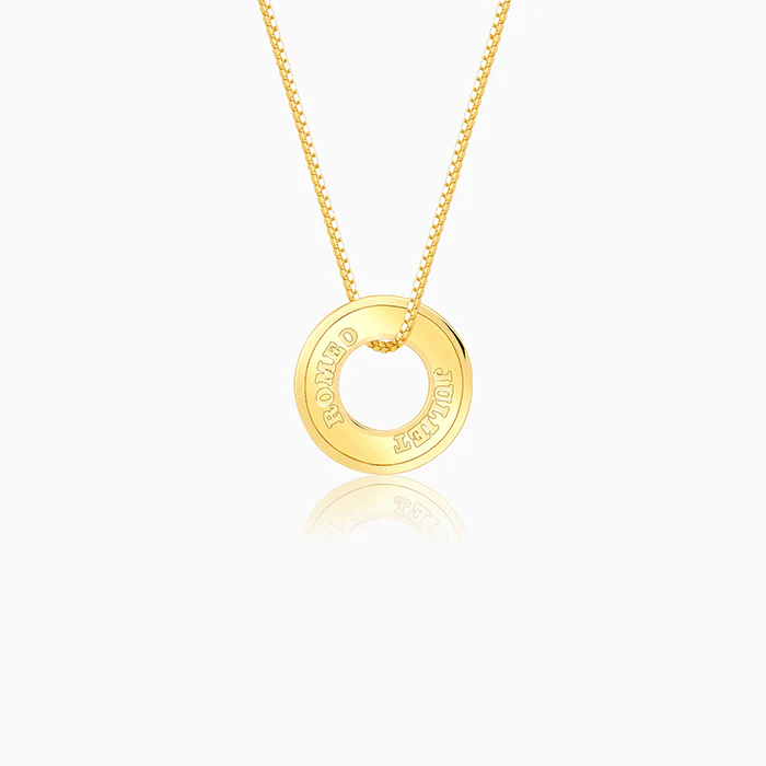 Golden Personalised Circular Pendant For Him