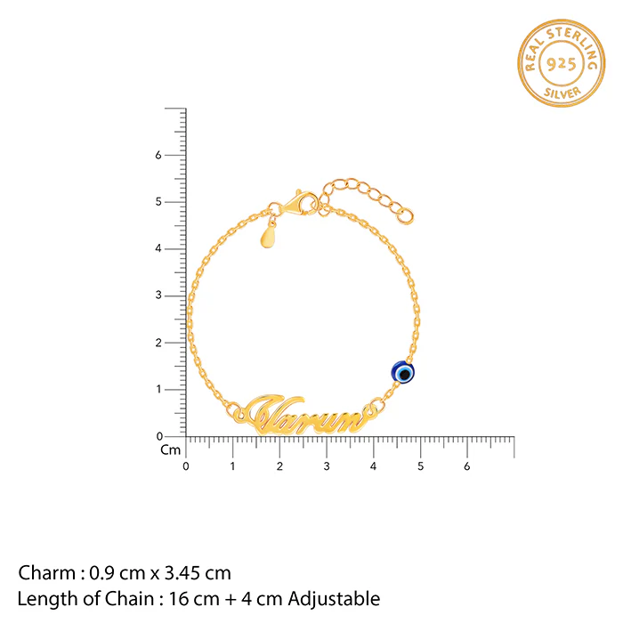 Golden Personalised Classic Evil Eye Bracelet - Image 3