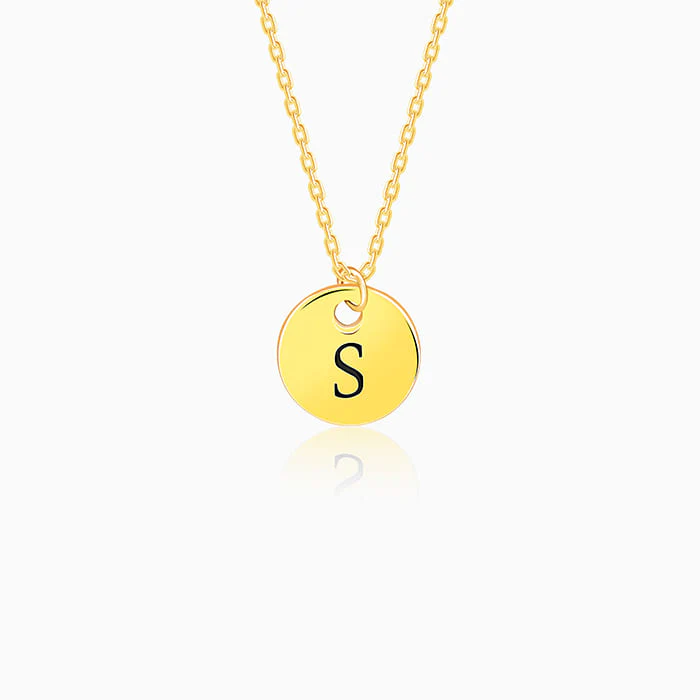 Golden Personalised Classic Initial Pendant with Link Chain