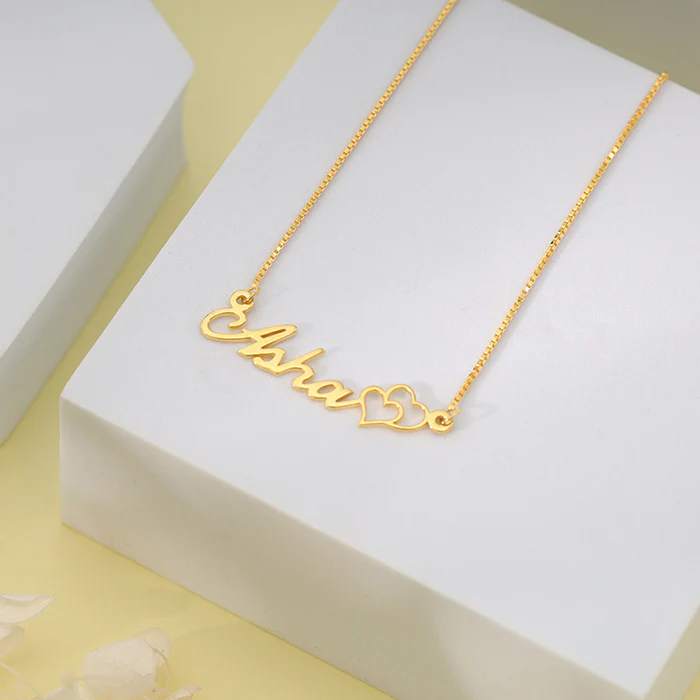 Golden Personalised Dual Heart Necklace - Image 2