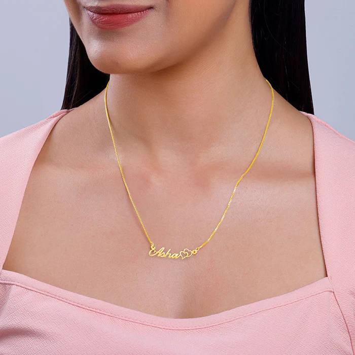 Golden Personalised Dual Heart Necklace - Image 3