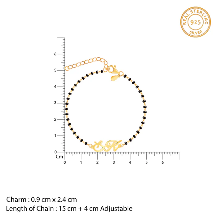 Golden Personalised Eternal Initial Mangalsutra Bracelet - Image 4