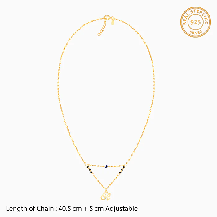 Golden Personalised Evil Eye Mangalsutra Necklace - Image 5