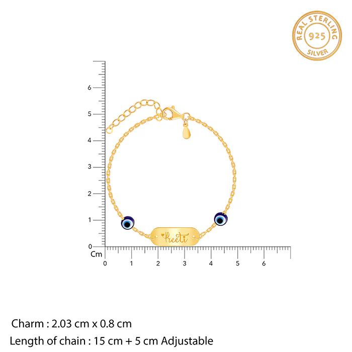 Golden Personalised Evil Eye Name Bracelet - Image 4