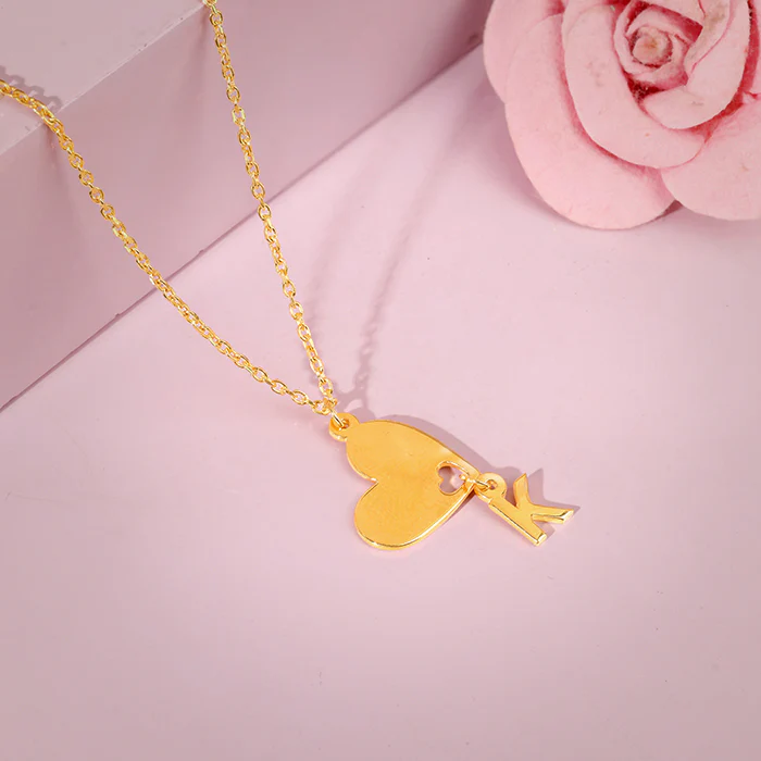 Golden Personalised Heart Initial Pendant - Image 2